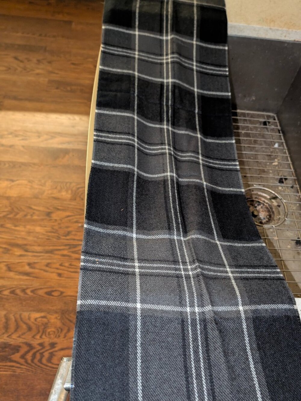 Unbranded Black and Grey Plaid 50" x 11.5" Light Wool Scarf